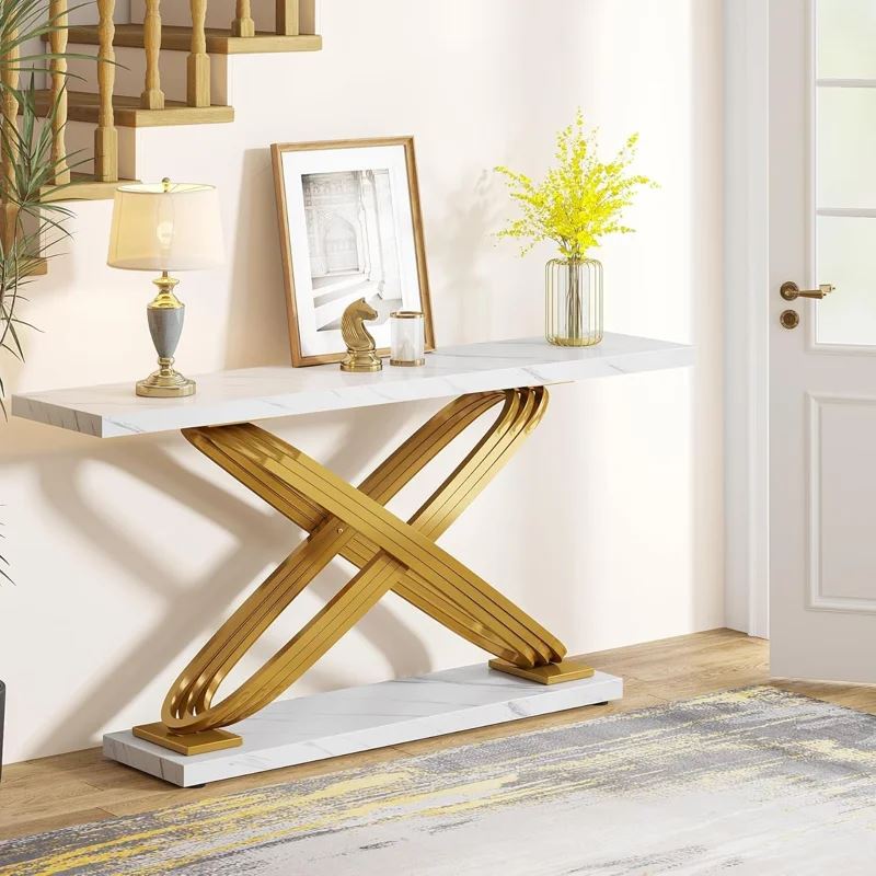 FAUX MARBLE CONSOLE TABLE