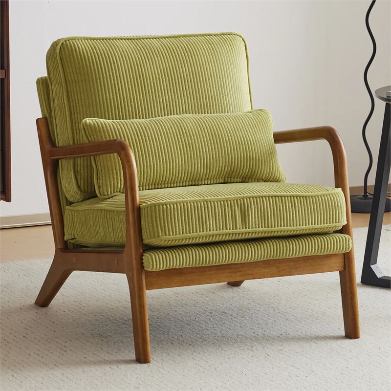 Lemley Corduroy Solid Wood Accent Chair