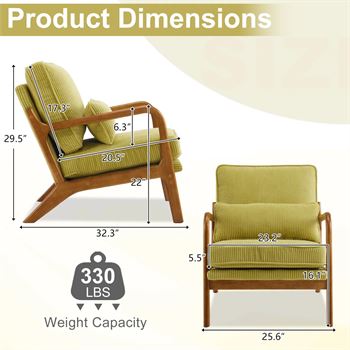 Lemley Corduroy Solid Wood Accent Chair (lot Maxx) - Image 3