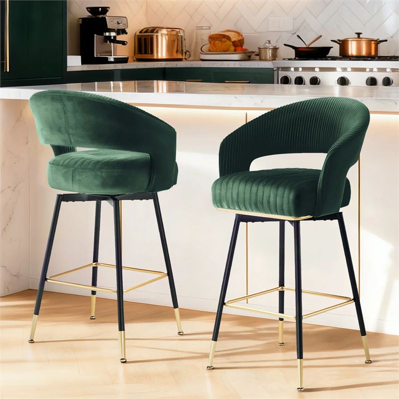 Everly Quinn Roellig 29.5" Swivel Bar Stool set of two